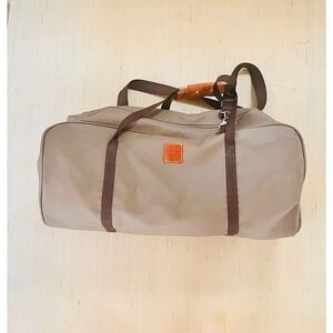Jon Hart Large Tan/Brown Round Monogrammed Duffel Bag